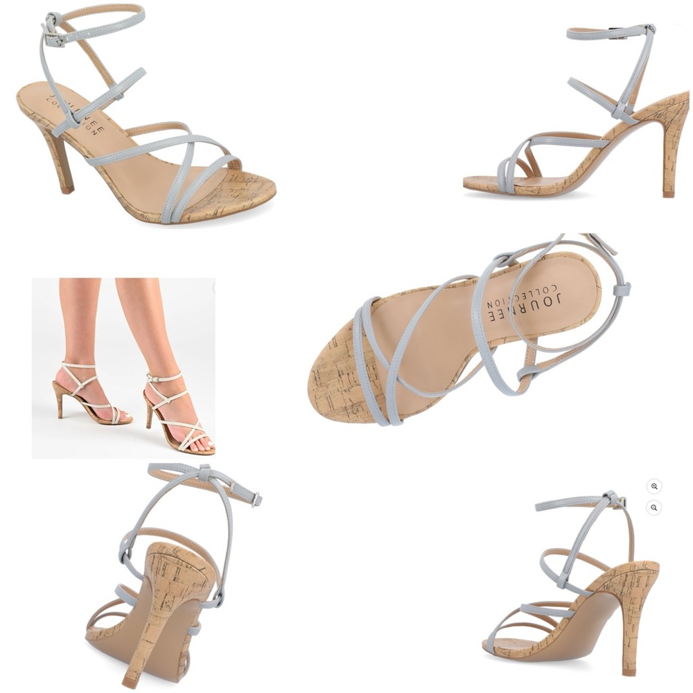 Journee Collection Women's Light Gray Strappy Heels - Picture 2 of 5